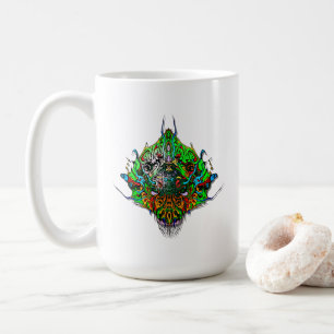 Mug Tête d'alien design tribal vert