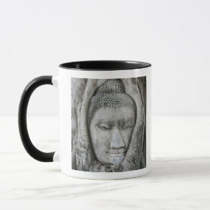 Mug Tête de Bouddha en grès entourée d'un arbre