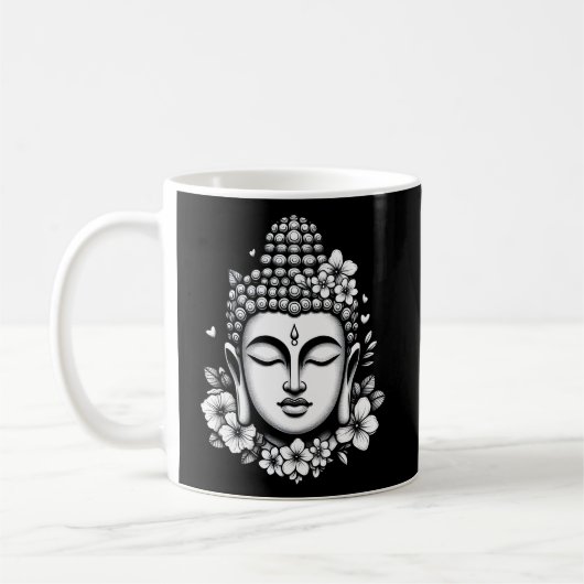 Mug Tête de bouddha ornée de fleurs (Gauche)