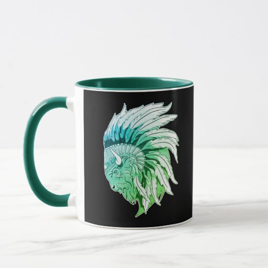 Mug Tête de buffle avec coiffure indienne (Gauche)