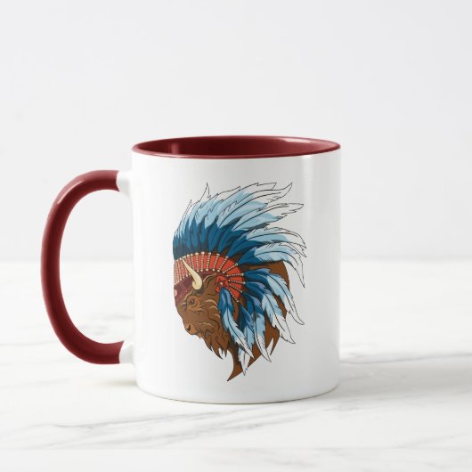 Mug Tête de buffle avec coiffure indienne (Gauche)