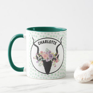 Mug Tête de cerf décorée de roses personnalisés