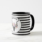 Mug Tête de cerf et roses personnalisés (Devant droit)