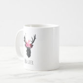 Mug Tête de cerf géométrique avec couronne florale (Devant gauche)
