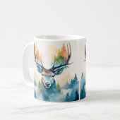 Mug Tête de cerfs avec bois et arbres forestiers (Devant gauche)