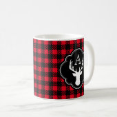 Mug Tête de cerfs communs de monogramme de plaid de (Devant droit)