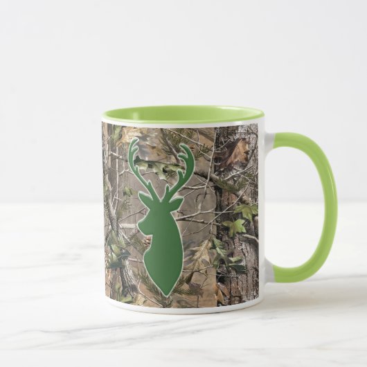 Mug Tête de cerfs communs de vert de camo de région (Droite)