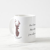 Mug Tête de cerfs de Noël, à damiers, rouge et noir (Devant gauche)