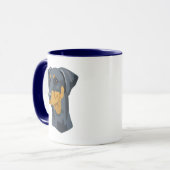 Mug Tête de dobermann, bleu, Uncropped (Devant gauche)