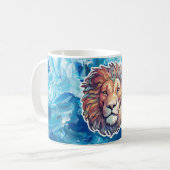 Mug Tête de lion abstrait bleu (Devant gauche)