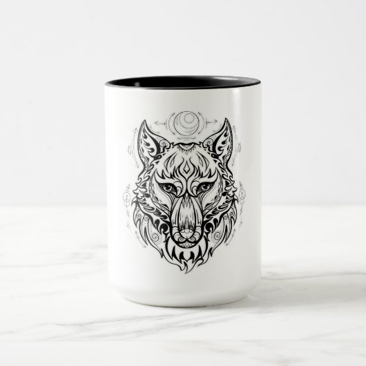 Mug Tête de loup aux décorations ethniques (Centre)