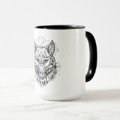 Mug Tête de loup aux décorations ethniques (Devant droit)