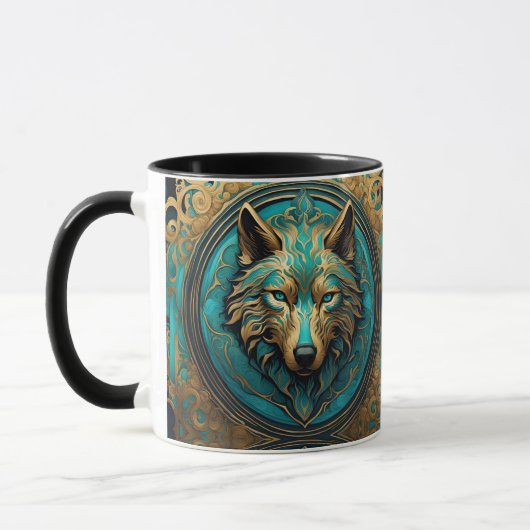 Mug Tête de loup d'or et de turquoise (Gauche)