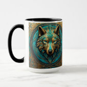 Mug Tête de loup d'or et de turquoise (Gauche)