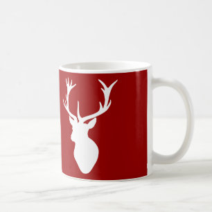 Mug Tête de mâle de cerfs communs de Noël rouge et