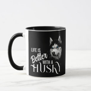Mug Tête de portrait Husky Sibérien Avec Yeux Bleus