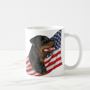 Mug Tête de rottweiler et drapeau américain