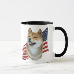 Mug Tête de Shiba Inu avec le drapeau américain