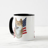 Mug Tête de Shiba Inu avec le drapeau américain (Devant gauche)