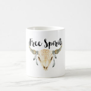 Mug Tête de taureau Spirit Libre avec plumes