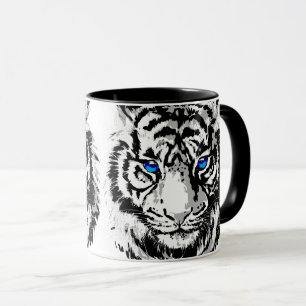 Mug Tête de tigre blanc de Sibérie - Café Tiger Blue E