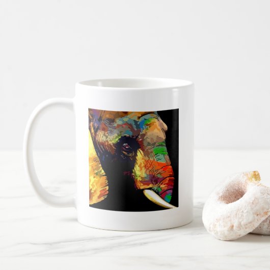 Mug Tête d'éléphant Gras Coloré Personnalisé (Avec donut)