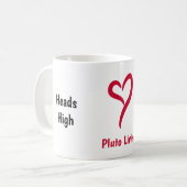 Mug Tête haute. Coeurs en plein café (Devant gauche)