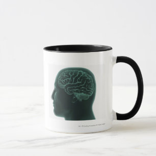 Mug Tête humaine dans le profil montrant le cerveau