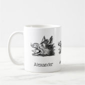 Mug Tête vintage de sanglier Dessin BW (Gauche)