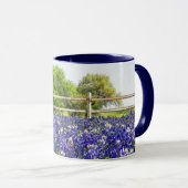 Mug Texas Bluebonnet Flower Art Country Fence (Devant droit)