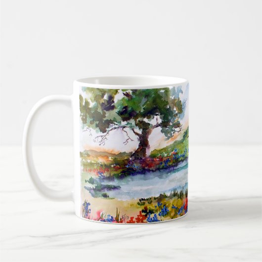 Mug Texas Field Bluebonnets & Longhorn Watercolor (Gauche)