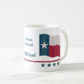 Mug Texas Fière étoile solitaire Nom du drapeau blanc (Devant droit)