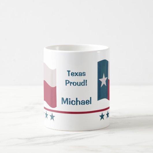 Mug Texas Fière étoile solitaire Nom du drapeau blanc  (Centre)