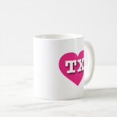 Mug Texas Hot Pink Heart - J'aime TX (Devant droit)