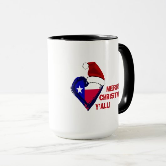Mug Texas Père Noël - Joyeux Noël Y'all ! (Devant droit)