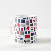 Mug Texas Red & Blue Wonky Carrés & Rectangles (Devant gauche)