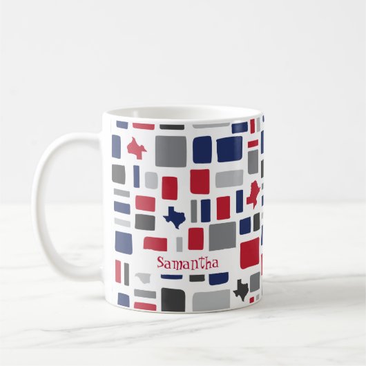 Mug Texas Red & Blue Wonky Carrés & Rectangles (Gauche)