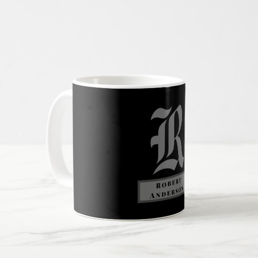 Mug Texte américain classique noir et gris chic (Devant gauche)