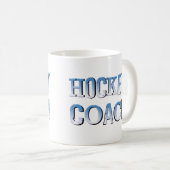 Mug Texte bleu brut de l'entraîneur de hockey (Devant droit)