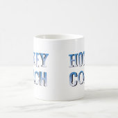 Mug Texte bleu brut de l'entraîneur de hockey (Centre)