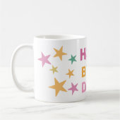Mug Texte coloré et étoiles Joyeux anniversaire (Gauche)