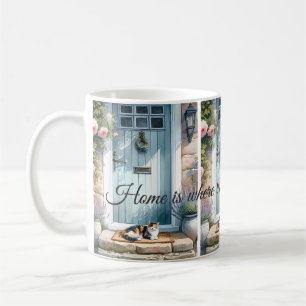 Mug Texte Cottagecore Floral Porch avec Chat Calico