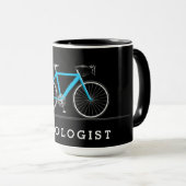 Mug Texte cyclologue avec vélo aqua (Devant droit)