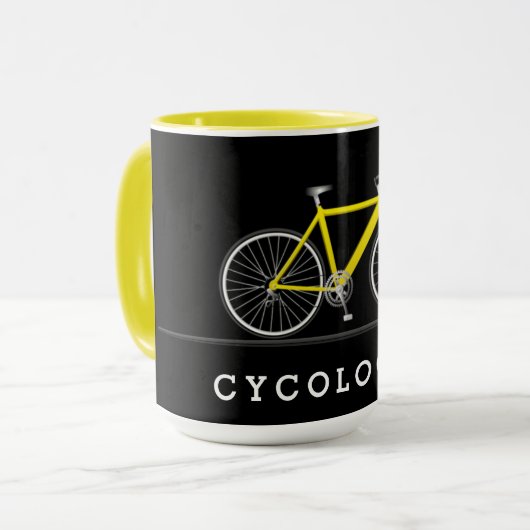 Mug Texte cycologue avec vélo jaune (Devant gauche)