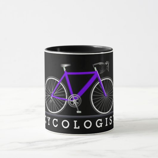 Mug Texte cycologue avec vélo violet (Centre)