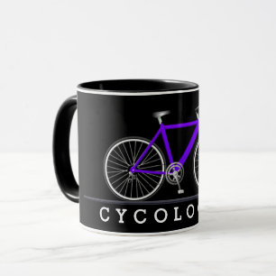 Mug Texte cycologue avec vélo violet