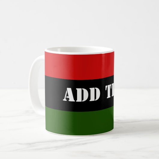 Mug Texte d'ajout rouge, vert et noir (Devant gauche)