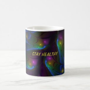 Mug Texte d'art fractal moderne abstrait lumineux colo