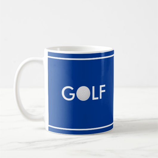 Mug Texte de balle de golf sur bleu royal (Gauche)