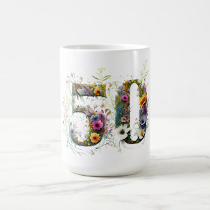 Mug Texte de fleurs sauvages décoratives pour 50e anni